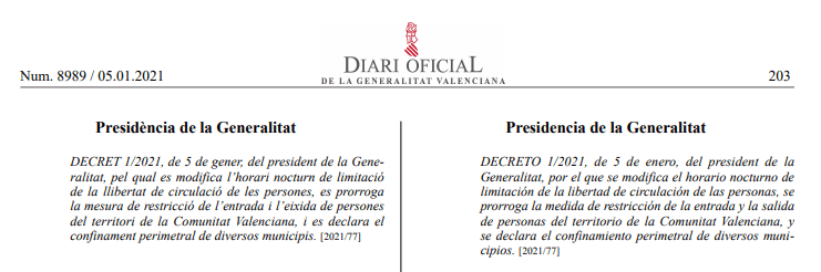 Información actualizada sobre las nuevas restricciones en la Comunidad Valenciana.